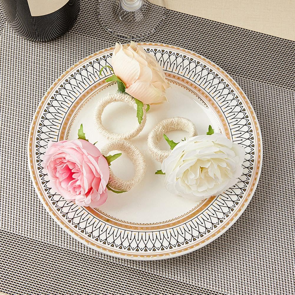 Set di 12 Portatovaglioli con Fiori, Portatovaglioli con Fiori di Rosa