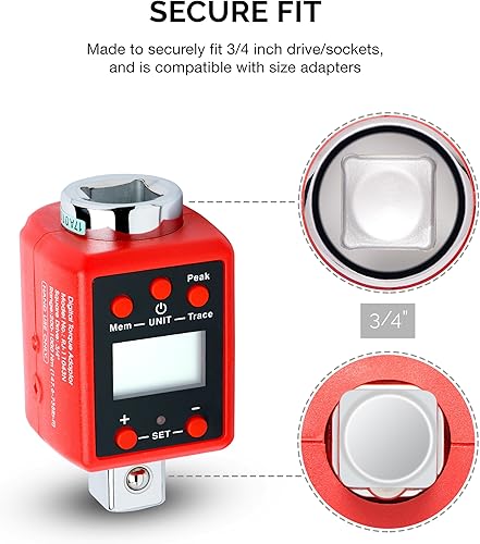 Miniatura 2 de Neiko 20743A Adaptador digital para torsión 3/4 pulgadas 147 Pies/737 libras Alarma auditiva