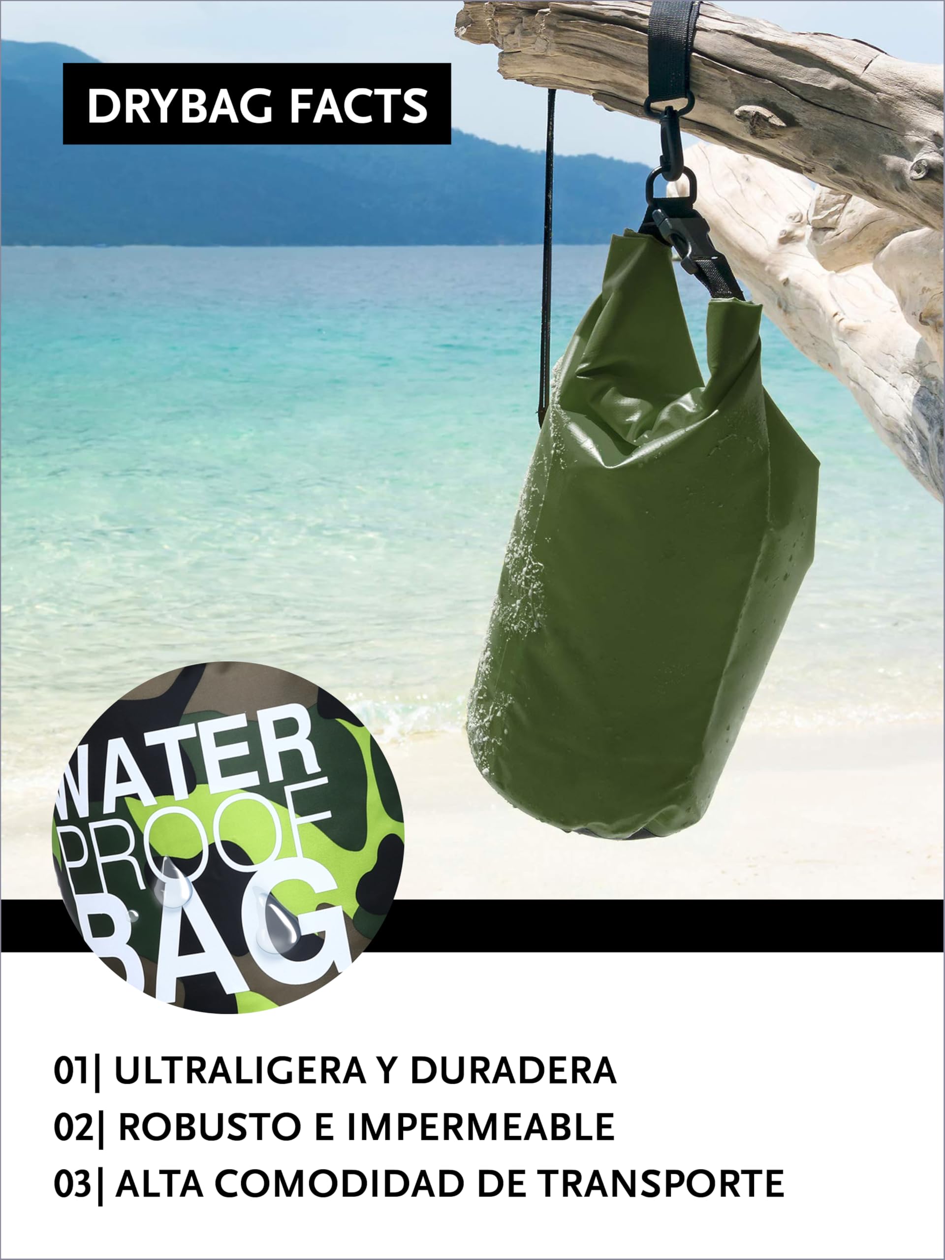 DonDon Dry Bag Bolsa Impermeable 2l, 5l, 10l, 15l, 20l, 30l con Bandolera — view 4