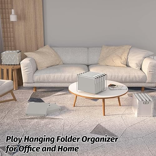 Miniatura 7 de Carpetas colgantes de plástico de capacidad adicional, paquete de 12 carpetas colgantes expandibles reforzadas, tamaño carta, bolsillo de acordeón,