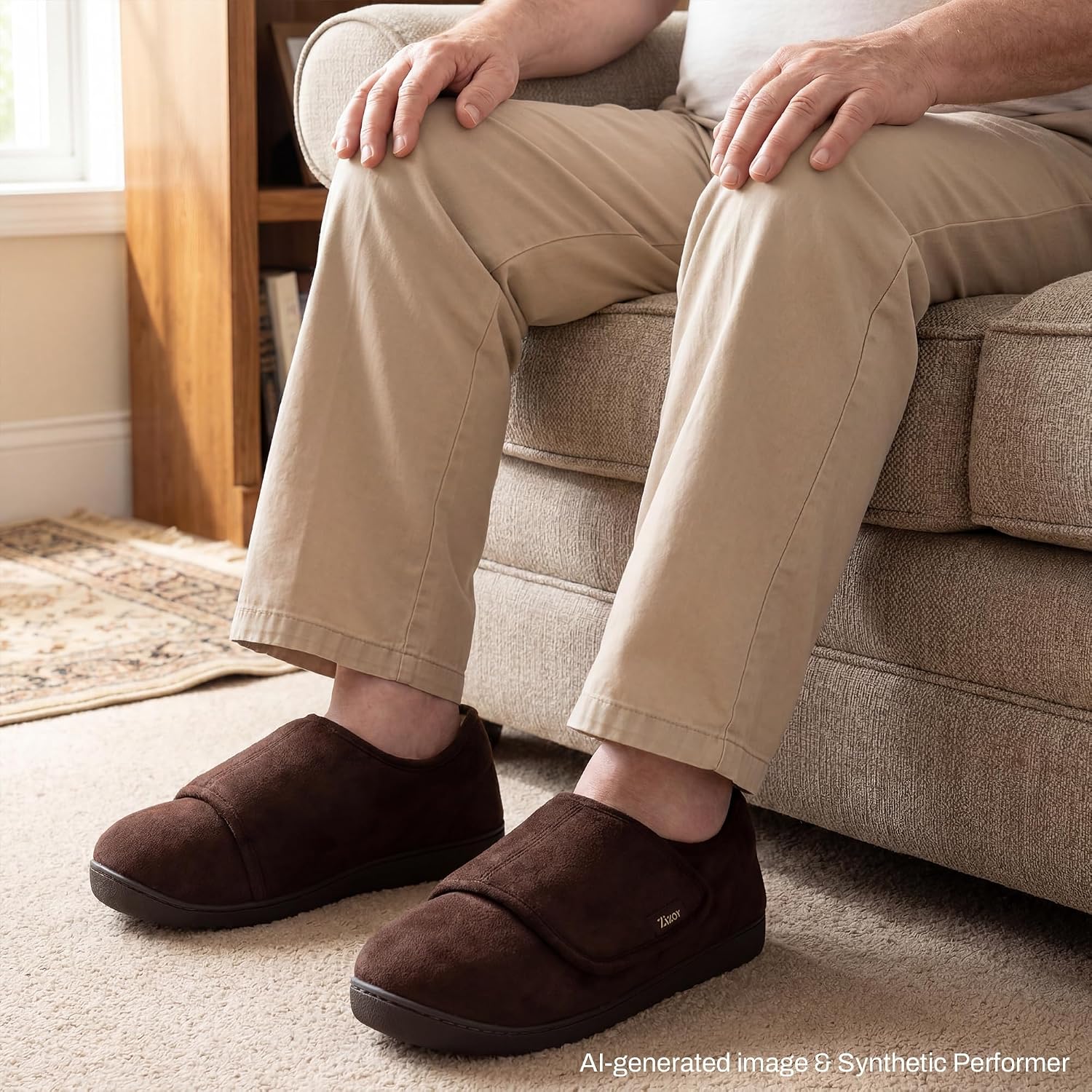 Zizor Men's Adjustable Memory Foam Slippers House Warm Shoes
