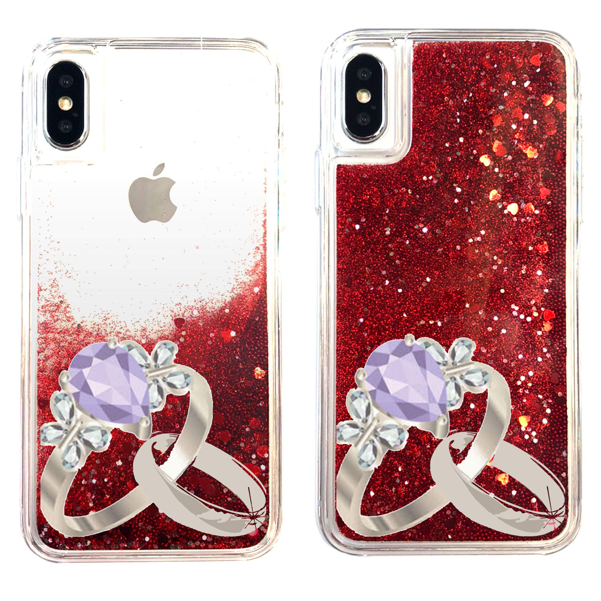 Amazon Co Jp スマホケース グリッター Iphone8 Plus アイフォン 8 Plus 専用 レッド デザイン 人気 かわいい おしゃれ イラスト シルエット クリア リング 指輪 家電 カメラ