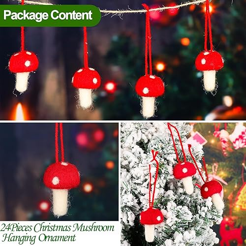 Miniatura 4 de Decoraciones de hongos de fieltro de Navidad, adorno colgante de Navidad, adorno para árbol de Navidad, decoración para bodas y vacaciones (24