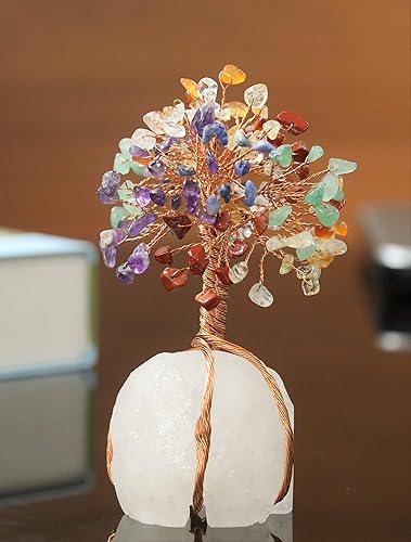 Miniatura 7 de Árbol de vida, 7 chakras de piedras preciosas, base cuarzo natural, alambre de cobre árbol de cristal de energía positiva, atrae buena suerte,