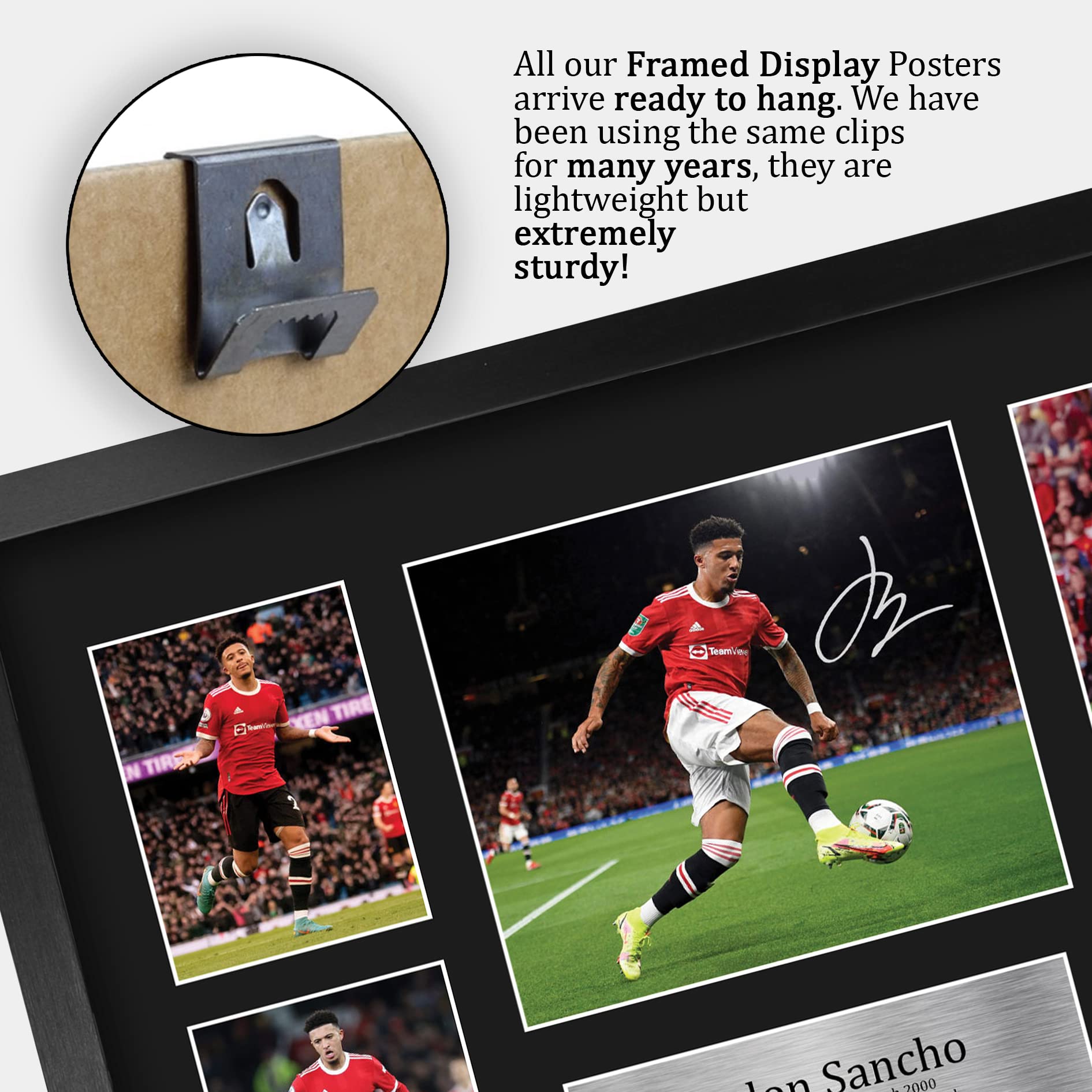 HWC Trading FR A3 Jadon Sancho Gedruckte Memorabilien Signiertes Autogramm Fotodisplay für Fußball Anhänger und Fans - A3 Framed