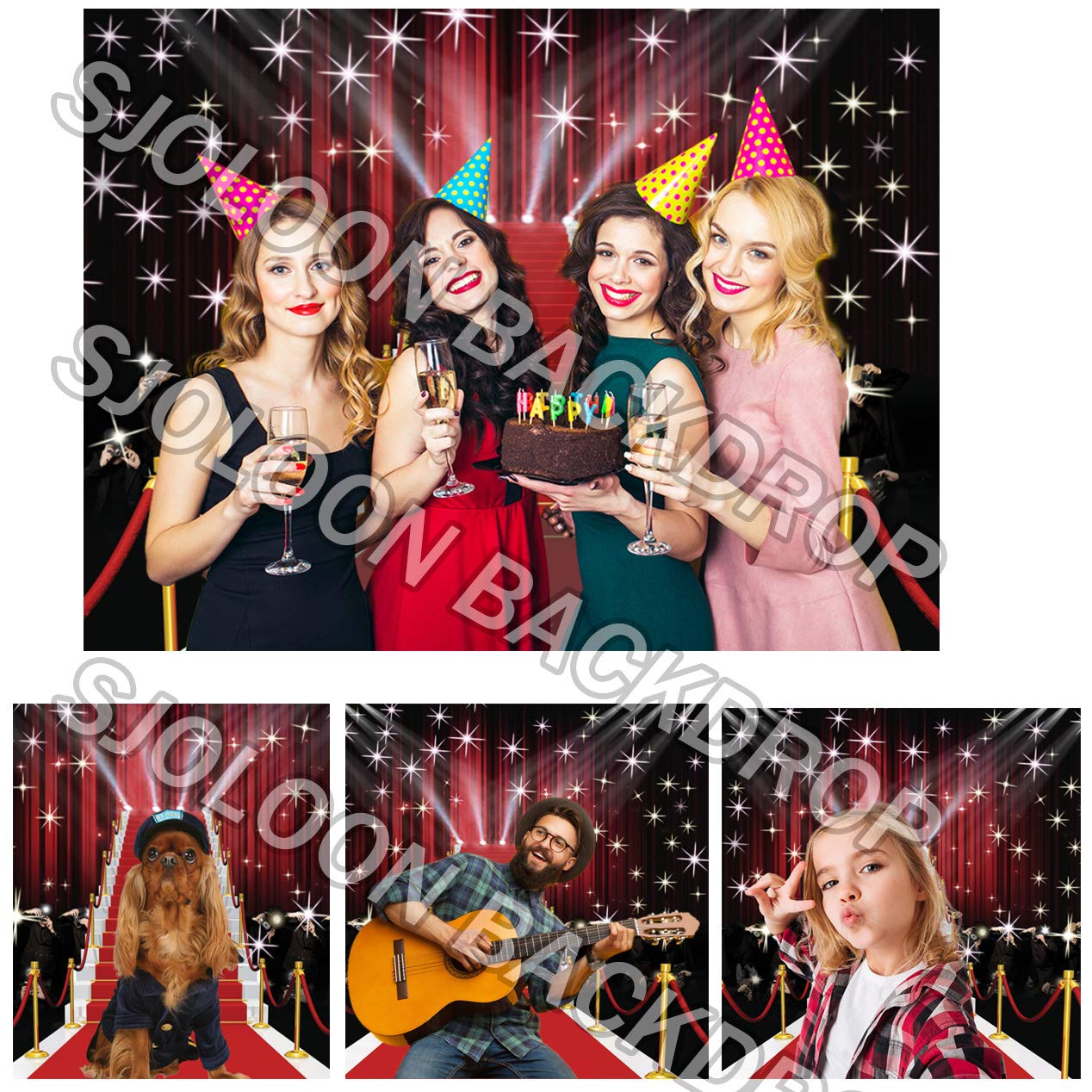 Amazon | sjoloon 10 x 10ftレッドカーペットビニール写真バック