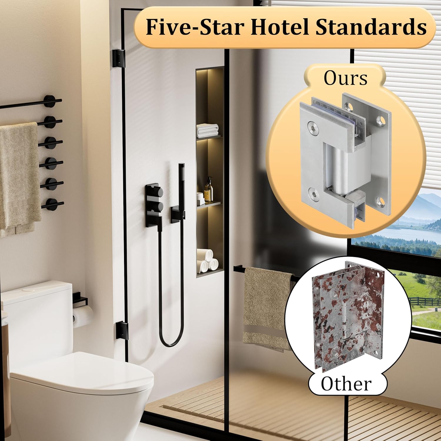 Alise Glass Shower Door Hinge,Hinges for Glass Doors,Heavy Duty Solid SUS304 Stainless Steel 90° Cabinet Hinges,Frameless Shower Doors Hardware Replacement Part,Brushed Nickel (1P)
