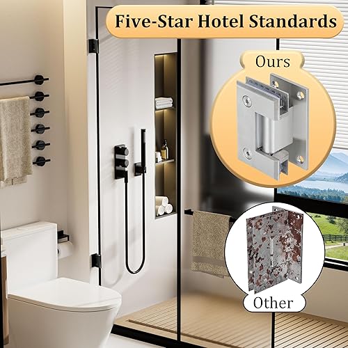 Miniatura 57 de Alise Bisagras de puerta de ducha de vidrio, Bisagras de puerta de ducha de 180 grados para puertas de vidrio,Bisagras de gabinete de acero Cromo