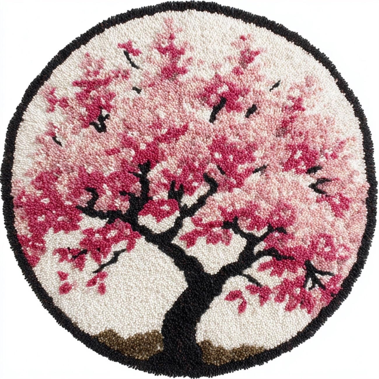 Kitquiver G Latch Hook Kit Ru Pink Flowerin Tree 100X100cm