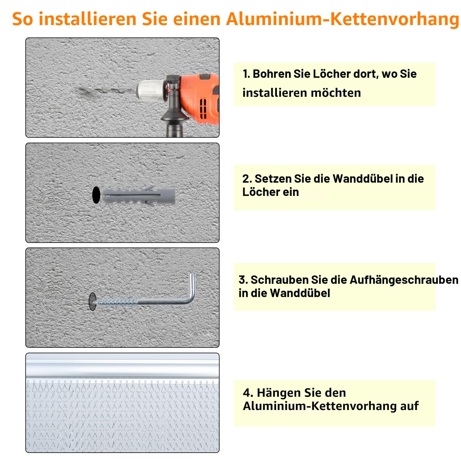 90x200cm Aluminium Fliegenvorhang Silber, Kettenvorhang für Türen | Premium Aluminium Fliegengitter, Schädlingsbekämpfung, Insektenschutz, metall Jalousien insektenvorhang für Terrassentür