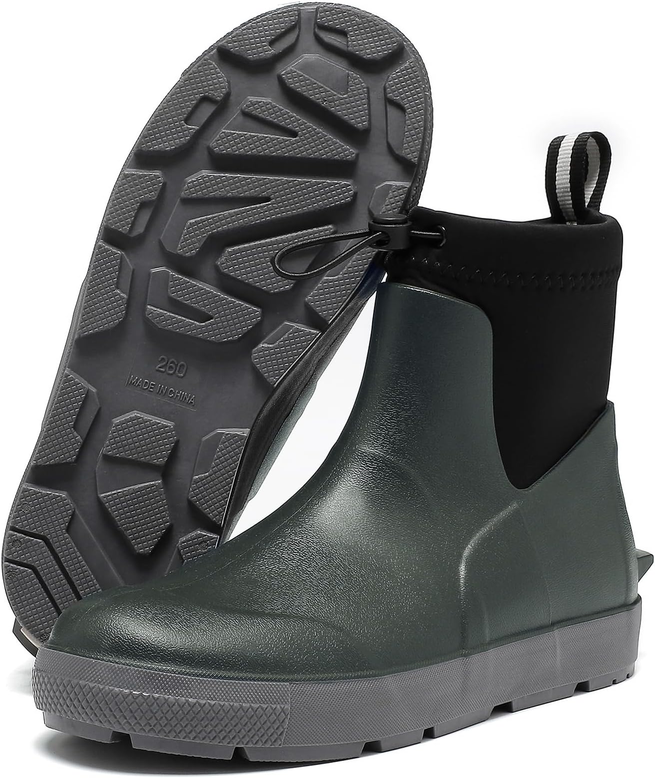 Men's Deck Boots,Ankle Rubber Rain boots Waterproof Anti-Slip Waterproof Shoes, Fishing Boating Boots Water Work Shoes for Men