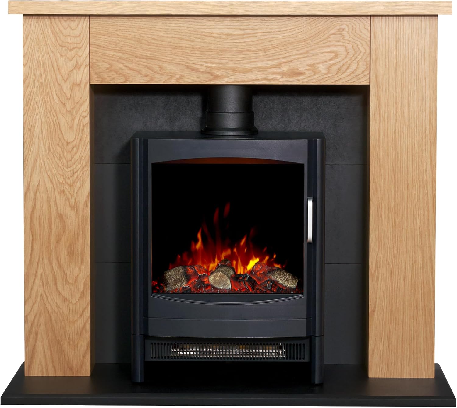 Adam Chester Stove Fireplace in Oak & Black with Sureflame Keston