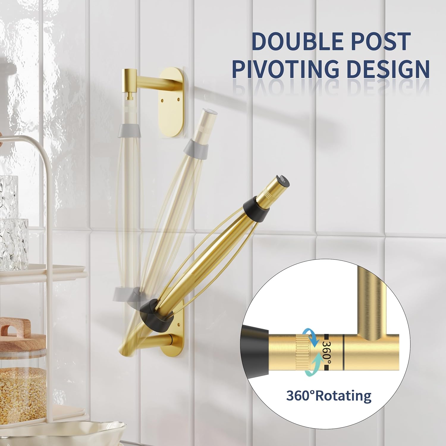 Paper Towel Holder Under Cabinet, Single Hand Operable Roll Holder with Damping Effect,Self-Adhesive or Drilled SUS304 Stainless Steel for Kitchen Bathroom,Gold