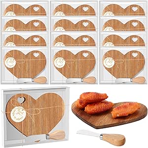50 Set Bridal Shower Party Favors Wooden Square Cheese Board Gift Set - View #2