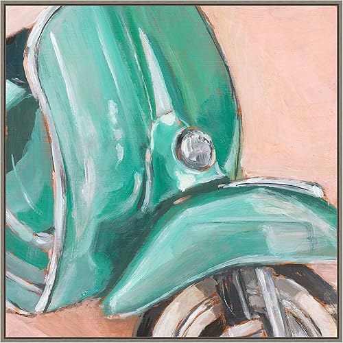 Amanti Art Framed Canvas Wall Art 30x30 Retro Scooter IV by Ethan Harper, Framed Wall Art Canvas, Transportation Artwork, Country Rustic Decor,
