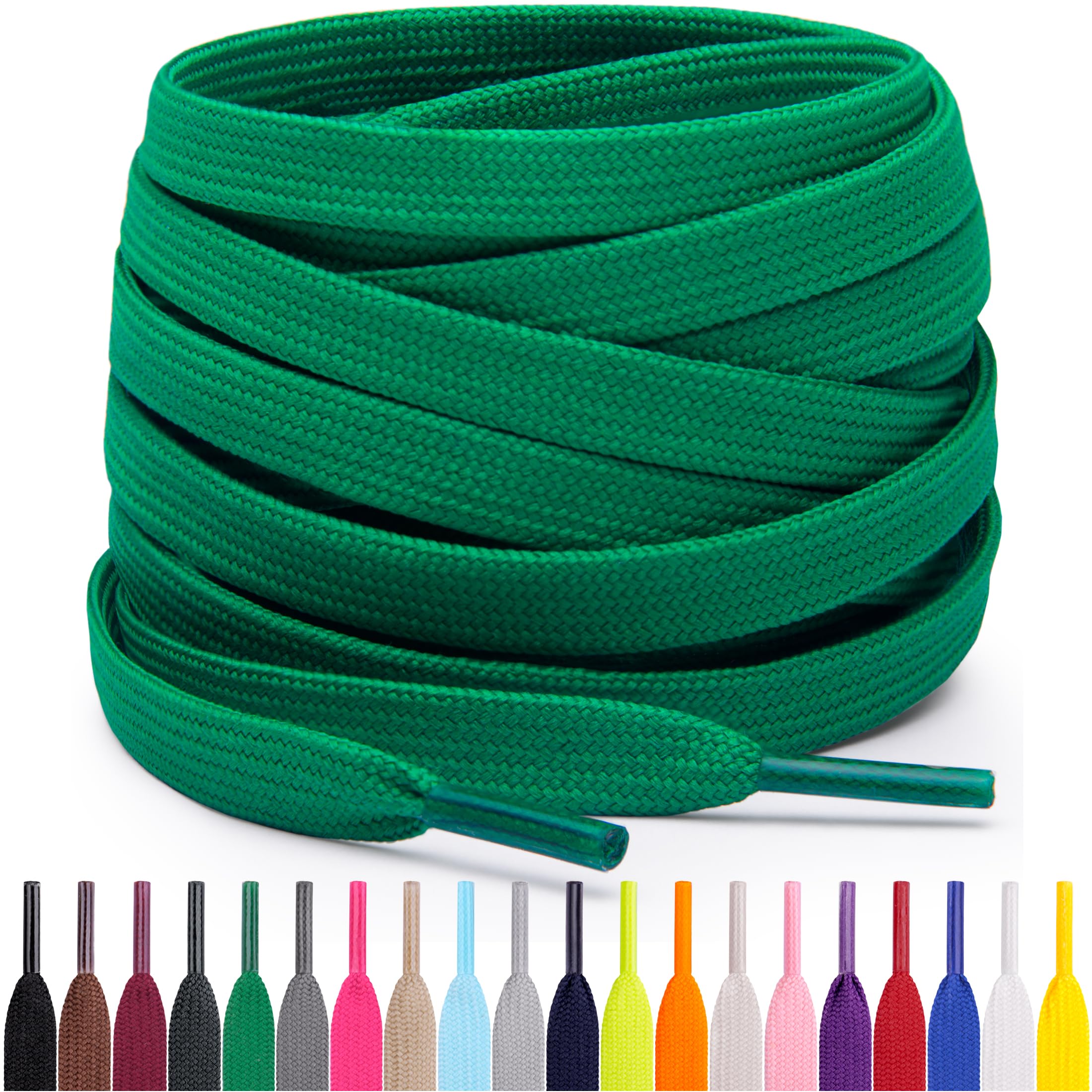 Miscly Flat Shoe Laces for Sneakers, Multiple Lengths and Colors Available