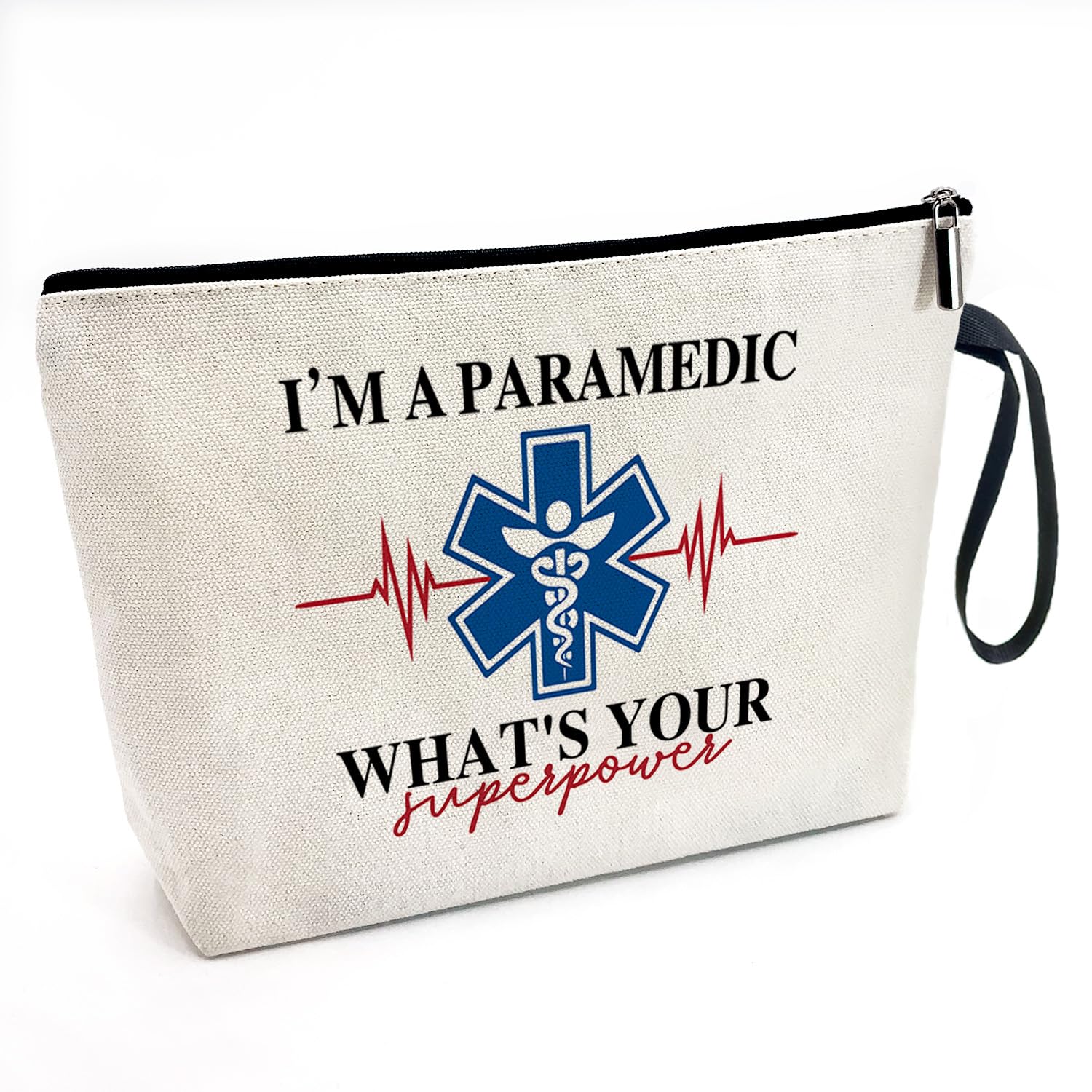 Cusrtyh I'm a Paramedic Funny Canvas Zipper Makeup Bag, Travel Accessories Storage Toiletries Bag, Gifts for Paramedic Emergency Medical Technician