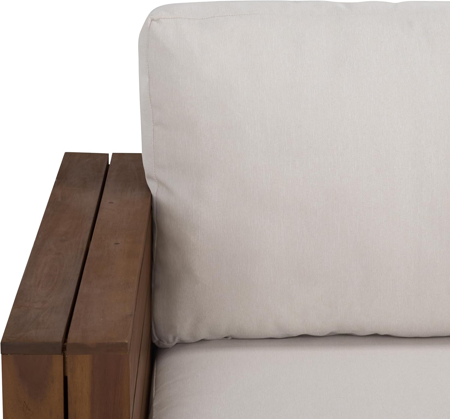 SAFAVIEH Outdoor Patio Furniture Collection - Napoli Teak Brown & Cream Solid Wood 4-Piece Sectional Sofa Set with Coffee Table, Durable Cushions, Modern Outdoor Seating (PAT6806A)