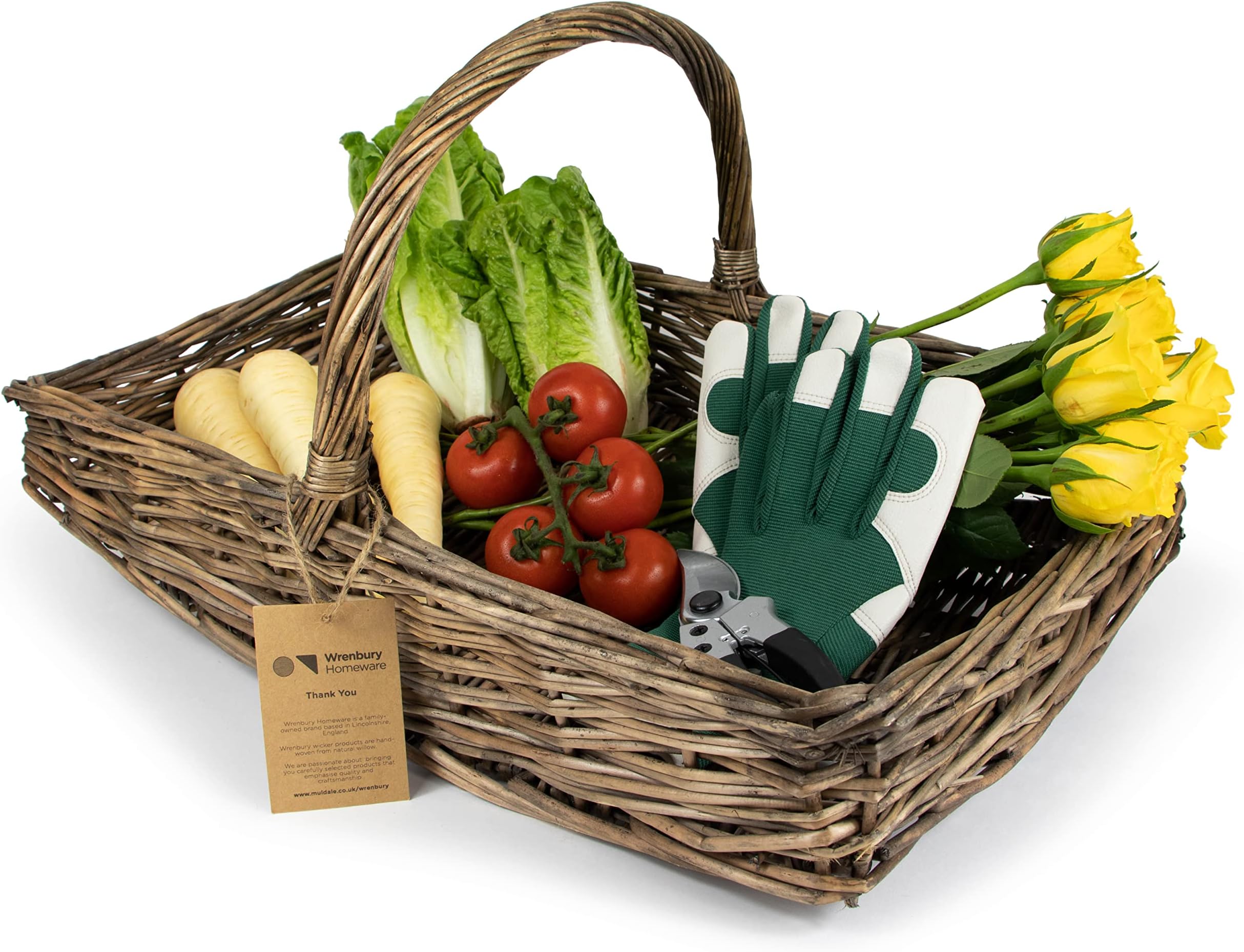 Willow Garden Wicker Basket Veg Trug in Large - Traditional Garden Tools Plant Flowers Carry Basket - Garden Trug Basket - Gardening Vegetable Trug Basket