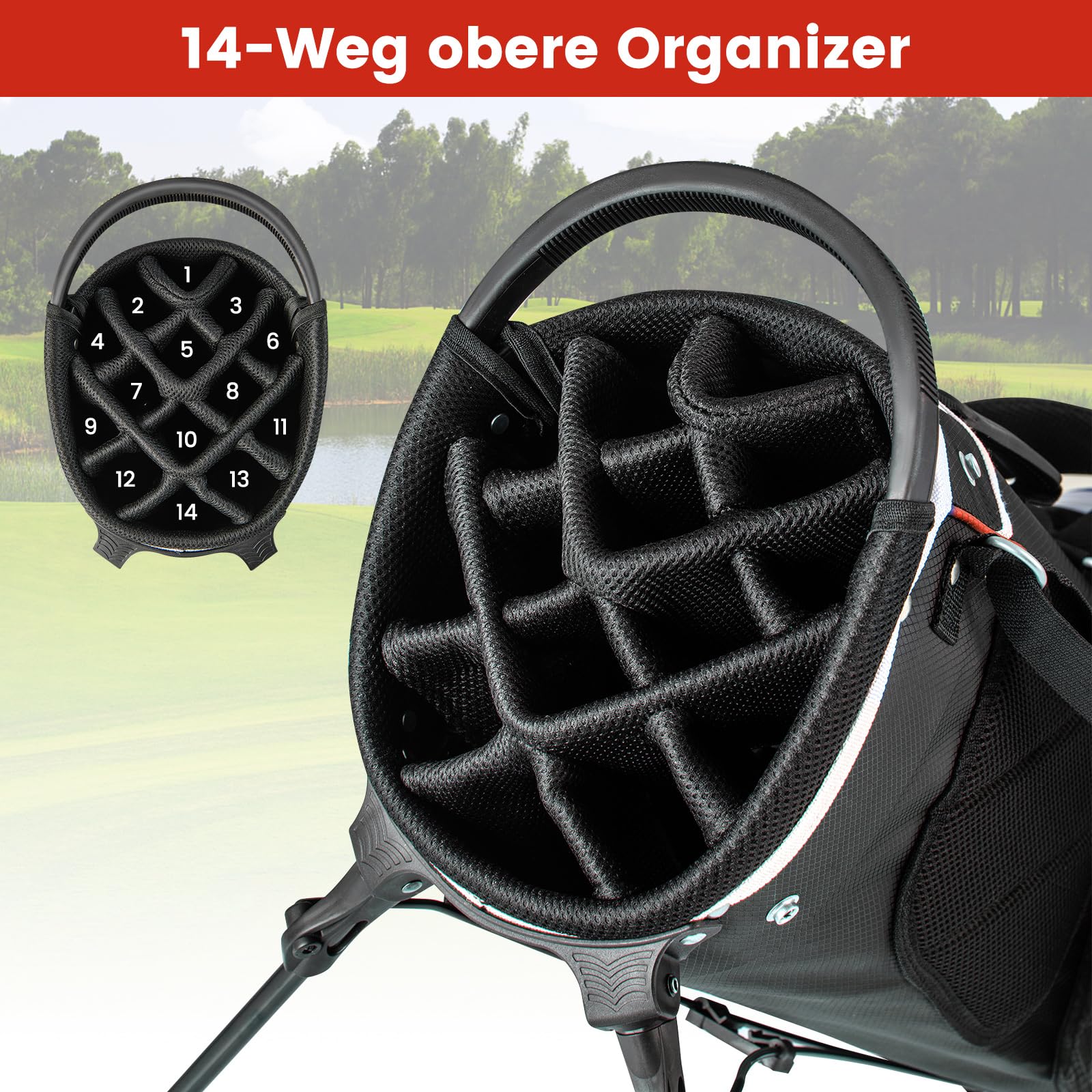 COSTWAY Torba golfowa, podział na 6/8/14 sztuk, torba golfowa, lekka torba na ołówki dla mężczyzn i kobiet