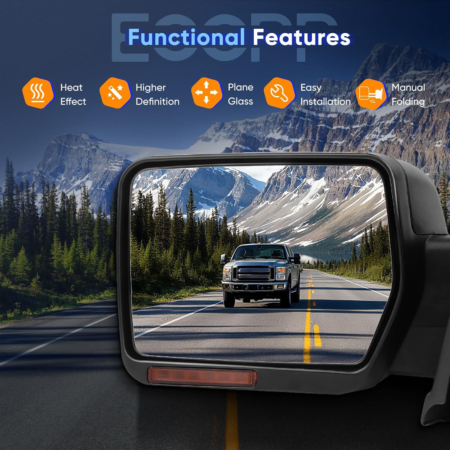 ECCPP Power Heated Turn Signal Puddle Lamps Driver Side Mirror Replacement Fit 2007-2014 For Ford For F-150 Pickup Left