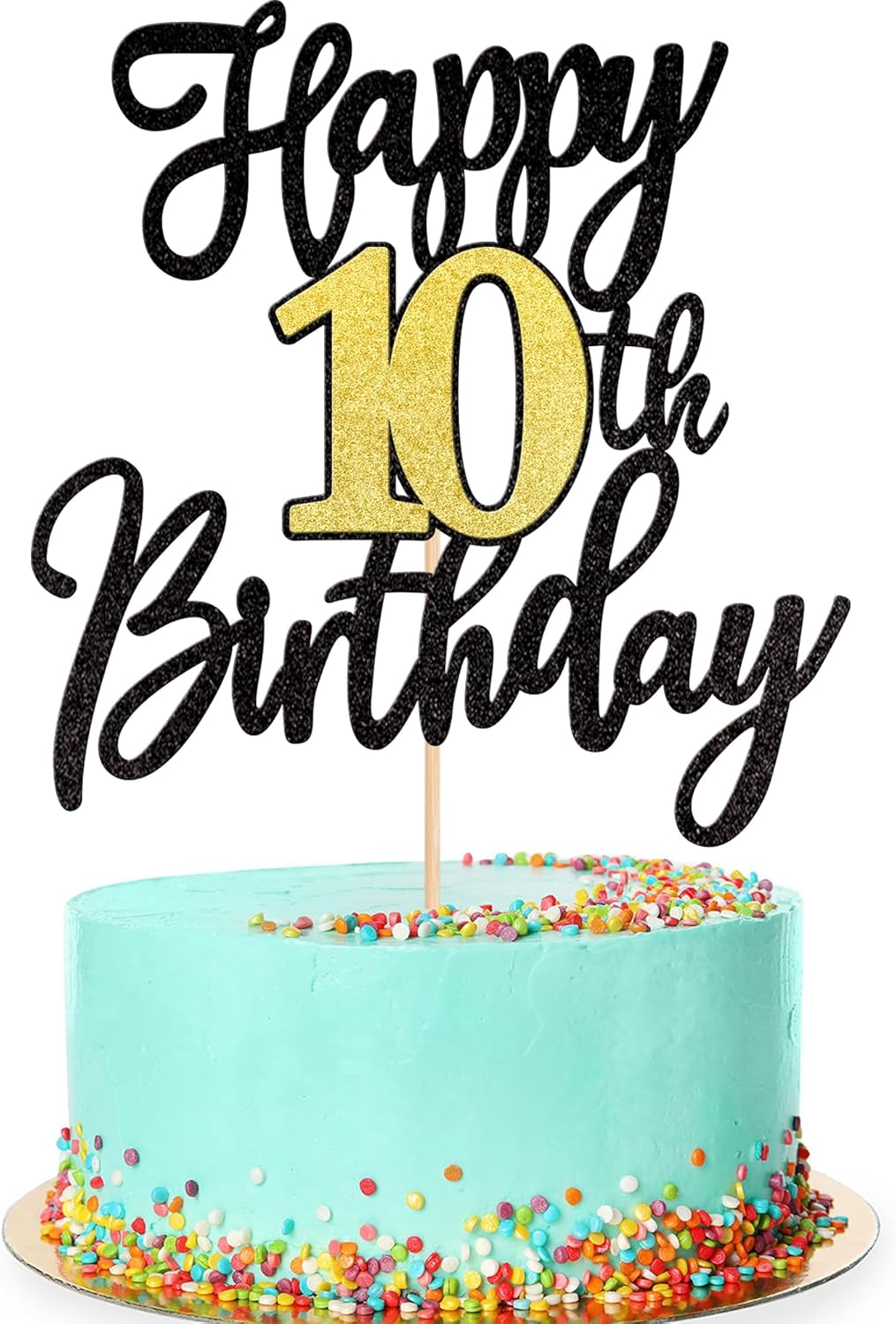 Goldener Kuchen Topper Tropische Blume - Happy Birthday Deko Für Sommer Partys