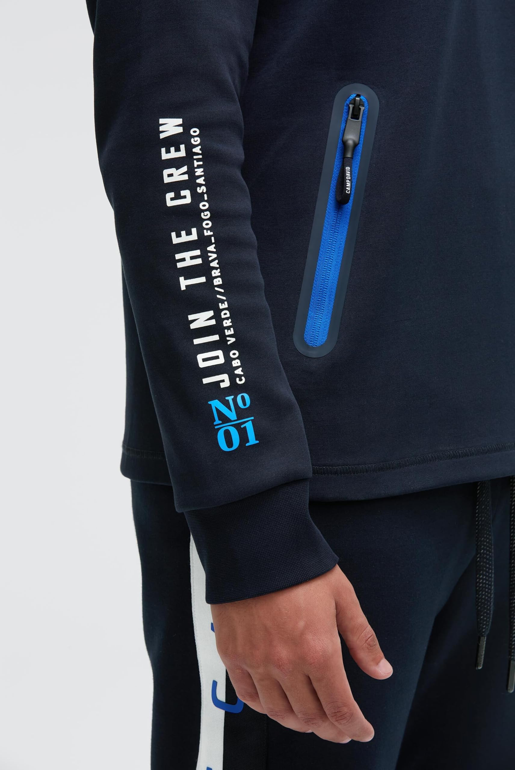 Camp David Herren Troyer-Sweatshirt aus Interlock mit Rücken-Artwork