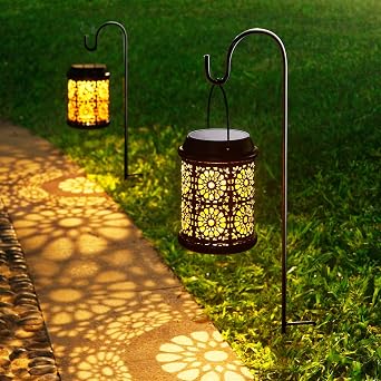 DenicMic Solar Lantern Outdoor Solar Lights Outdoor Hanging Lantern