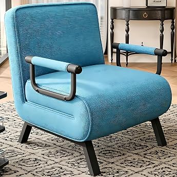 Hawthyhome 4-in-1 Sofa Bed with Bed Function Space-Saving Guest Bed Relaxing Chair Sofa Bed with Bed Function Velvet Dining Room Chair Blue Single Bed