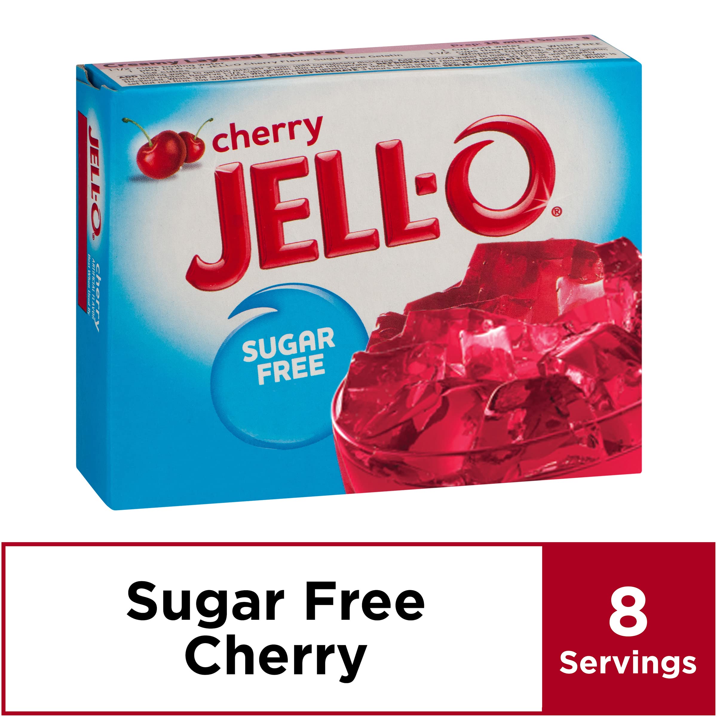 Jell-O Sugar-Free Gelatin Dessert, Cherry, 0.60-Ounce, 6 Count
