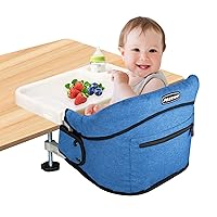Vista 16 de Silla alta de gancho con bandeja desmontable, silla alta portátil plegable de viaje para bebé, asiento de alimentación ligero con bolsa