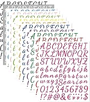 Vista 10 de 1224 calcomanías de letras, 12 hojas de calcomanías del alfabeto de 0.8-1.6 pulgadas, calcomanías de vinilo autoadhesivas de números y alfabeto