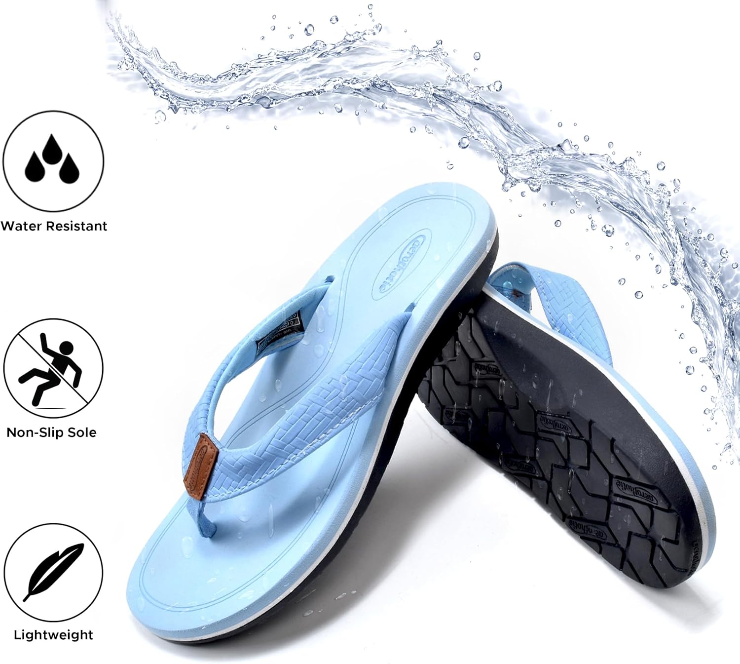 AEROTHOTIC Beach Sandals For Woman – Comfort Women's Flip-Flops Lightweight Thong Slippers Quick Dry Girls Flip Flops - Indoor Outdoor Non Slip Yoga Mat Footbed Footwear Ladies Sandals