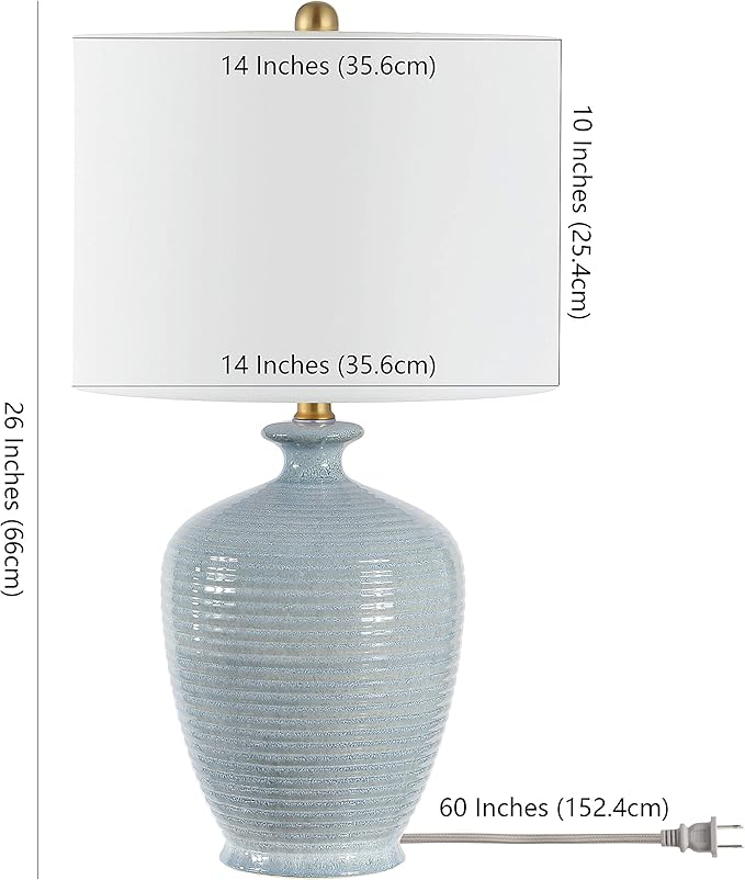 Lámpara de Mesa Hanron Azul Moderna 66 cm con Pantalla Blanca miniatura 2