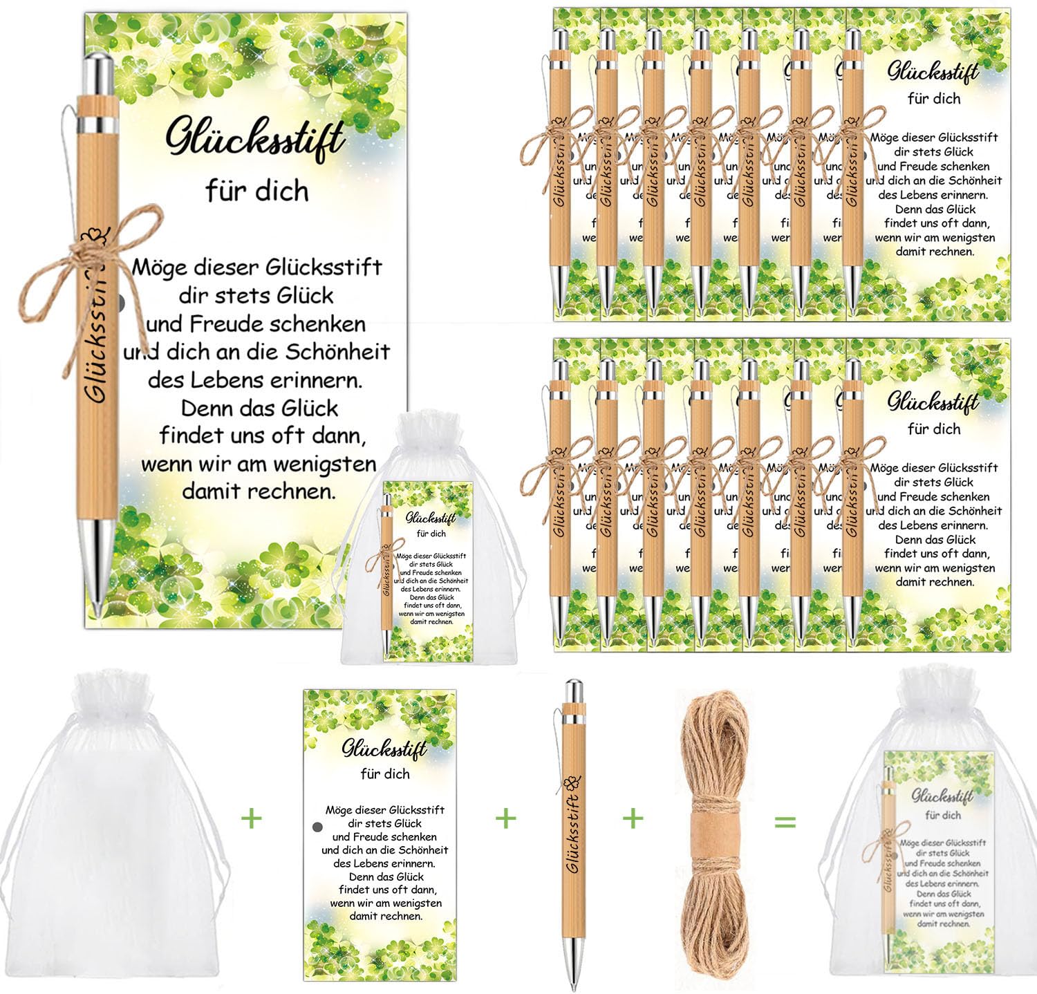 boocooberg 15 Sets Leaving Gift Colleagues, Graduation Gift Student, Small Gifts for Colleagues Wooden Pen, Lucky Pen