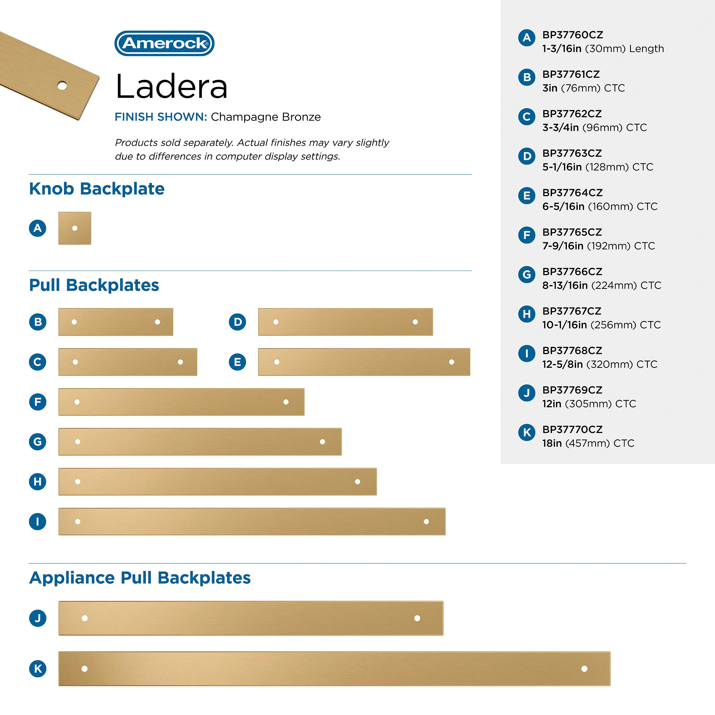 Amerock Ladera Champagne Bronze Cabinet Knob Backplate -4