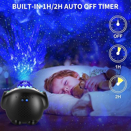 Miniatura 4 de Proyector de estrellas, proyector de Navidad, proyector de luz nocturna de galaxia LED 4 en 1 con luna y estrella, proyector de olas oceánicas con