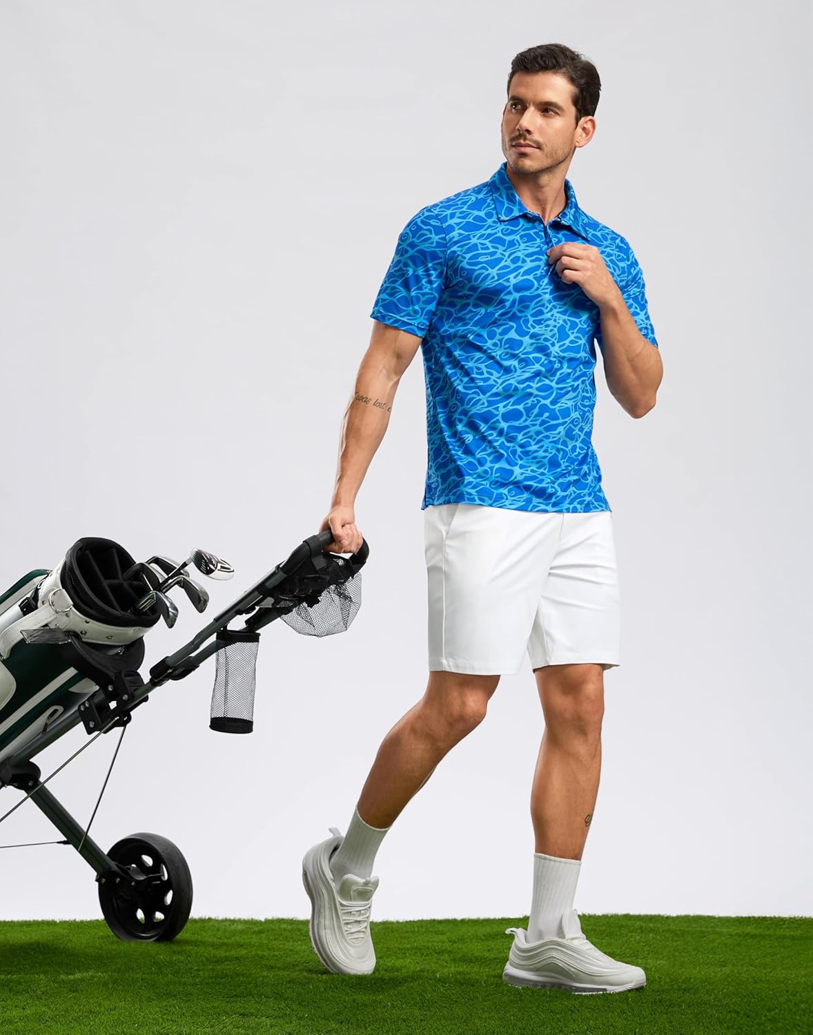 Men's Golf Shirt Short Sleeve Dry Fit Polo Moisture Wicking Print Collared Golf Shirts for Men Casual Lightweight - Image 3