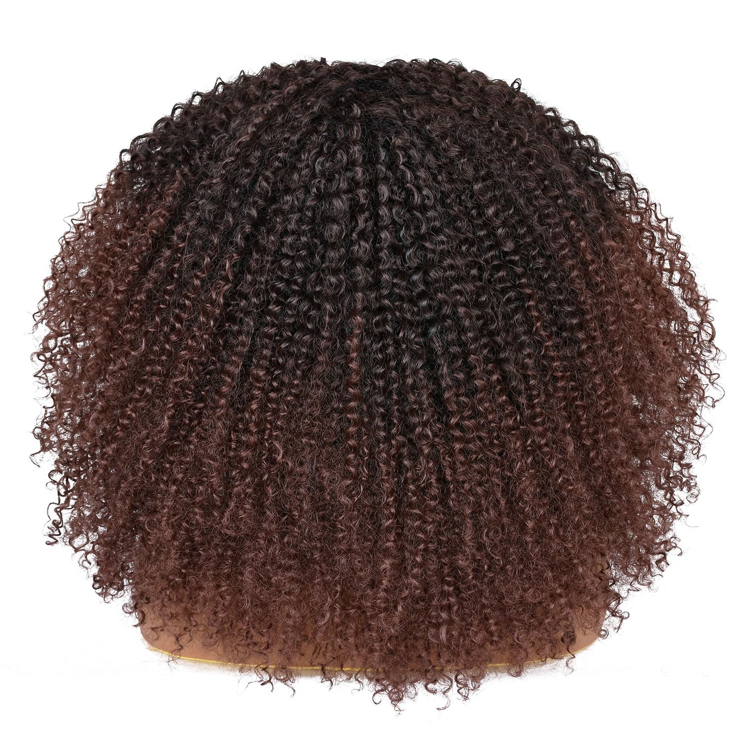 Lizzyhair Afro Wigs for Black Women 18 Inch Curly Bomb Wig with Bangs Synthetic Fiber Glueless Long Kinky Curly Hair Wig for Daily Party (Dark Brown) - Image 4