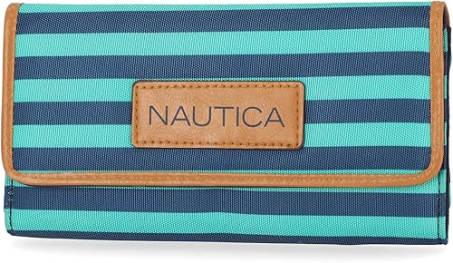Nautica Organizador de dinero perfecto para mujer con cartera de bloqueo RFID Black, Black Jacquard, Electric Red, Indigo Jacquard,