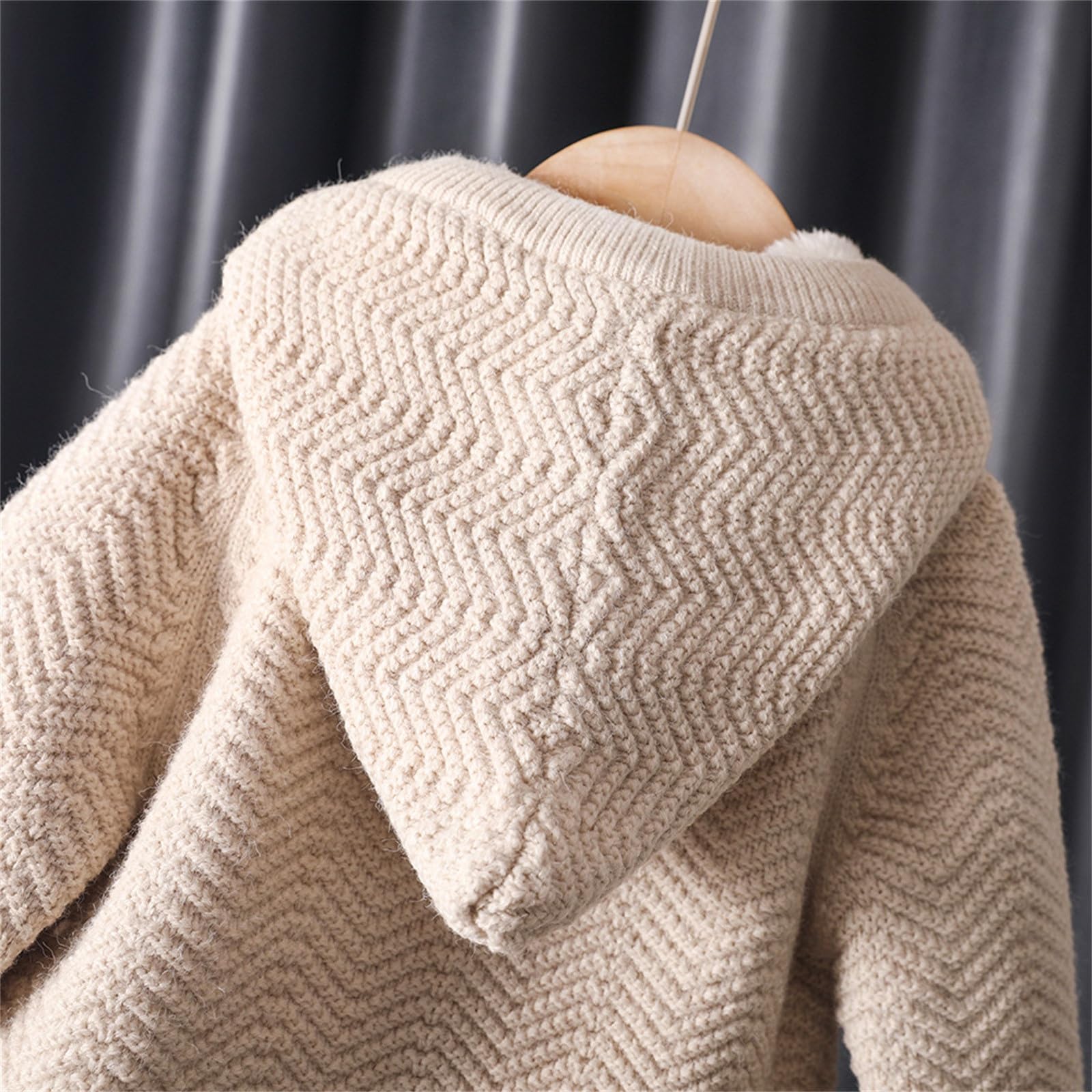 WWricotta Maglione Cardigan con Cappuccio per Ragazzi e Bambini, Maglione per Ragazze, Giacca con Chiusura a Bottoni Lavorata a Maglia, Foderato in Pile, Cappotto Invernale, Top