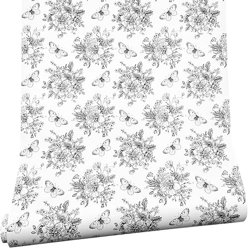 Miniatura 9 de SimpleLife4U Revestimiento de estante fácil de aplicar, papel decorativo extraíble para muebles para espacios de trabajo, mesas de sofá, mariposas