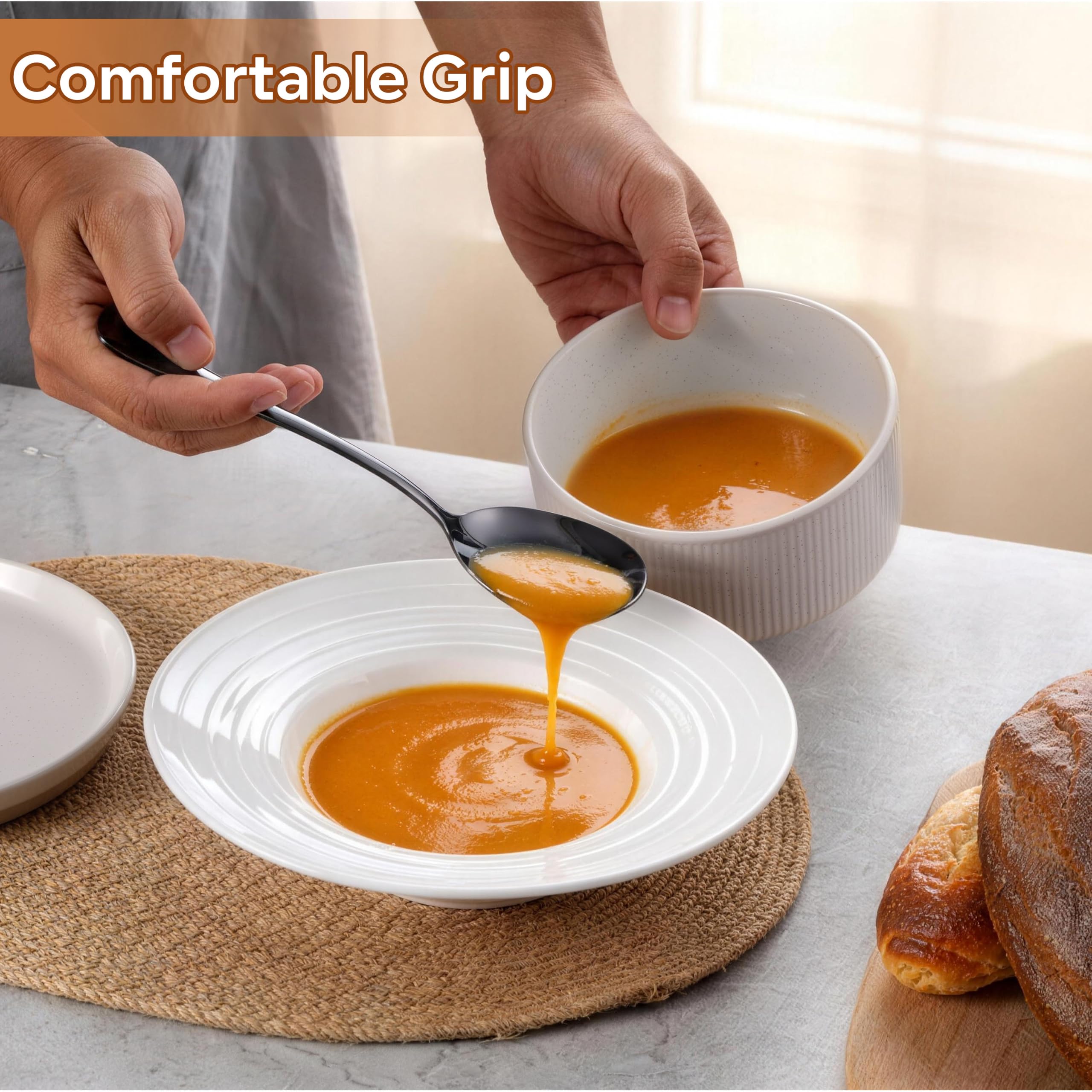 LIANYU Stainless Steel Serving Spoons - Set of 6 -3