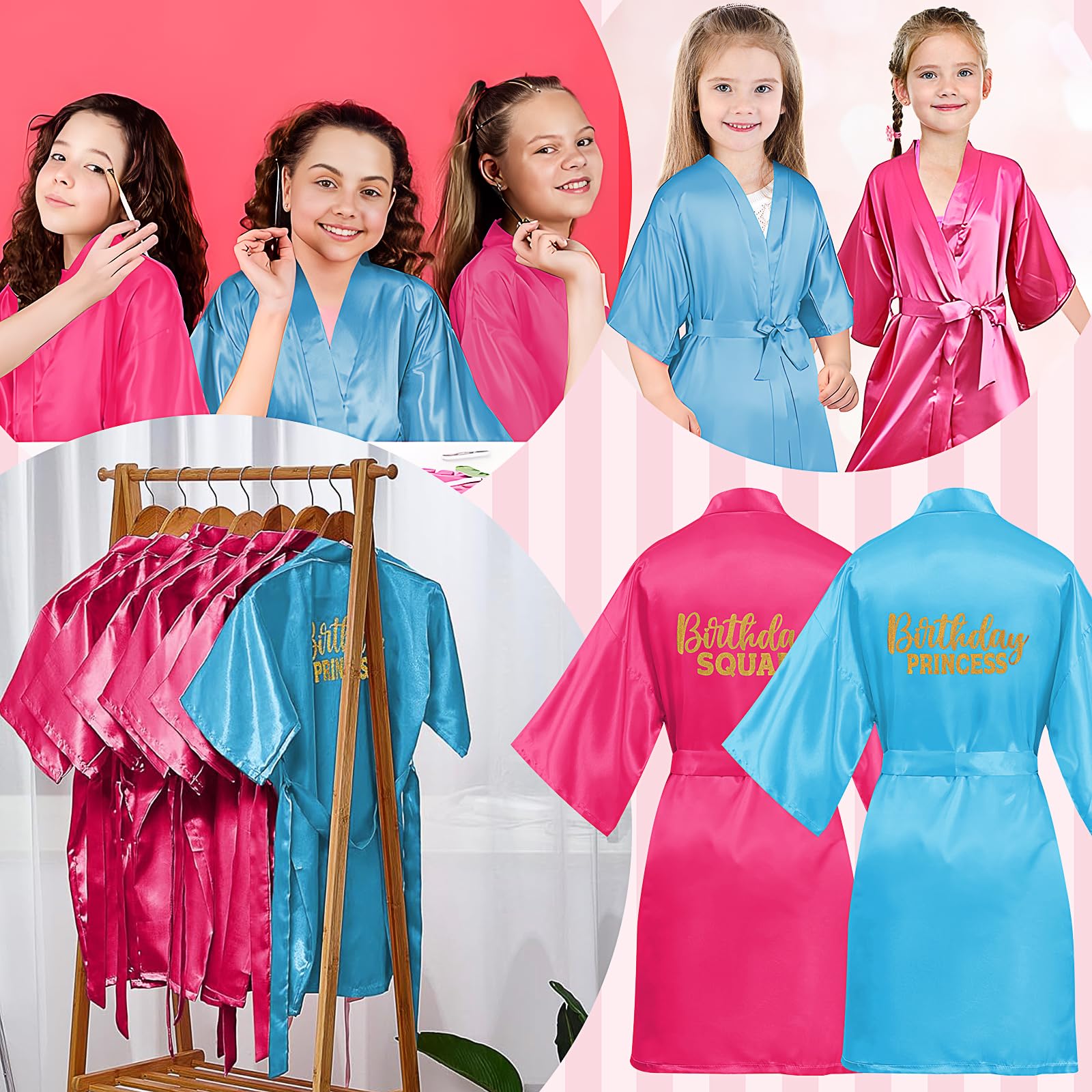 MSYU 7 pezzi di compleanno Squad Robe Spa Party Forniture Compleanno Principessa Robe Unicorno Slumber Pigiama per ragazze