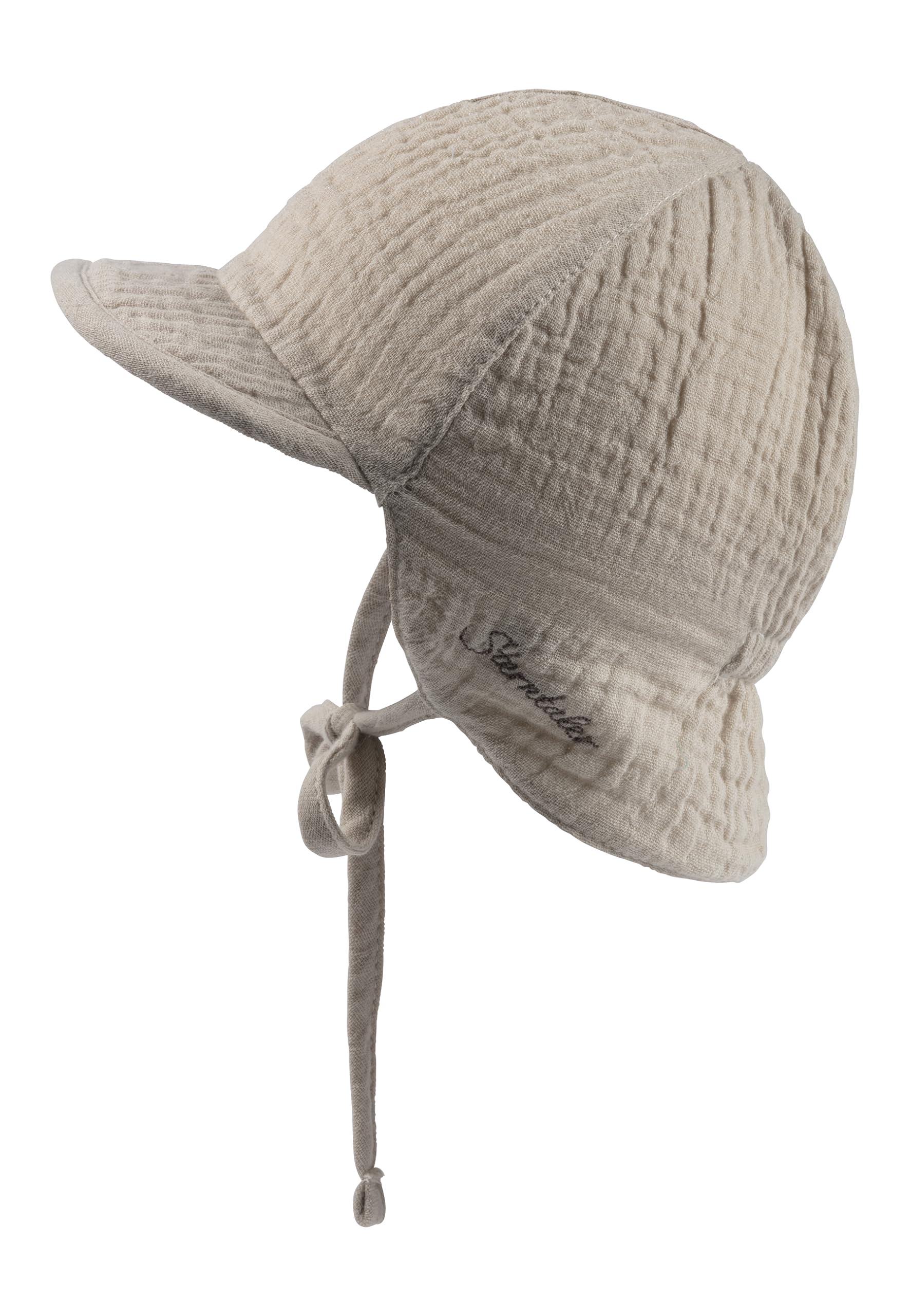 Sterntaler Schirmmütze Nacken Wende - Jungen Mütze zum Wenden mit kleinem Nackenschutz - UV-Schutz 50 Sonnenhut zum Binden - Baby und Kinder Kopfbedeckung aus Musselin (Bio)