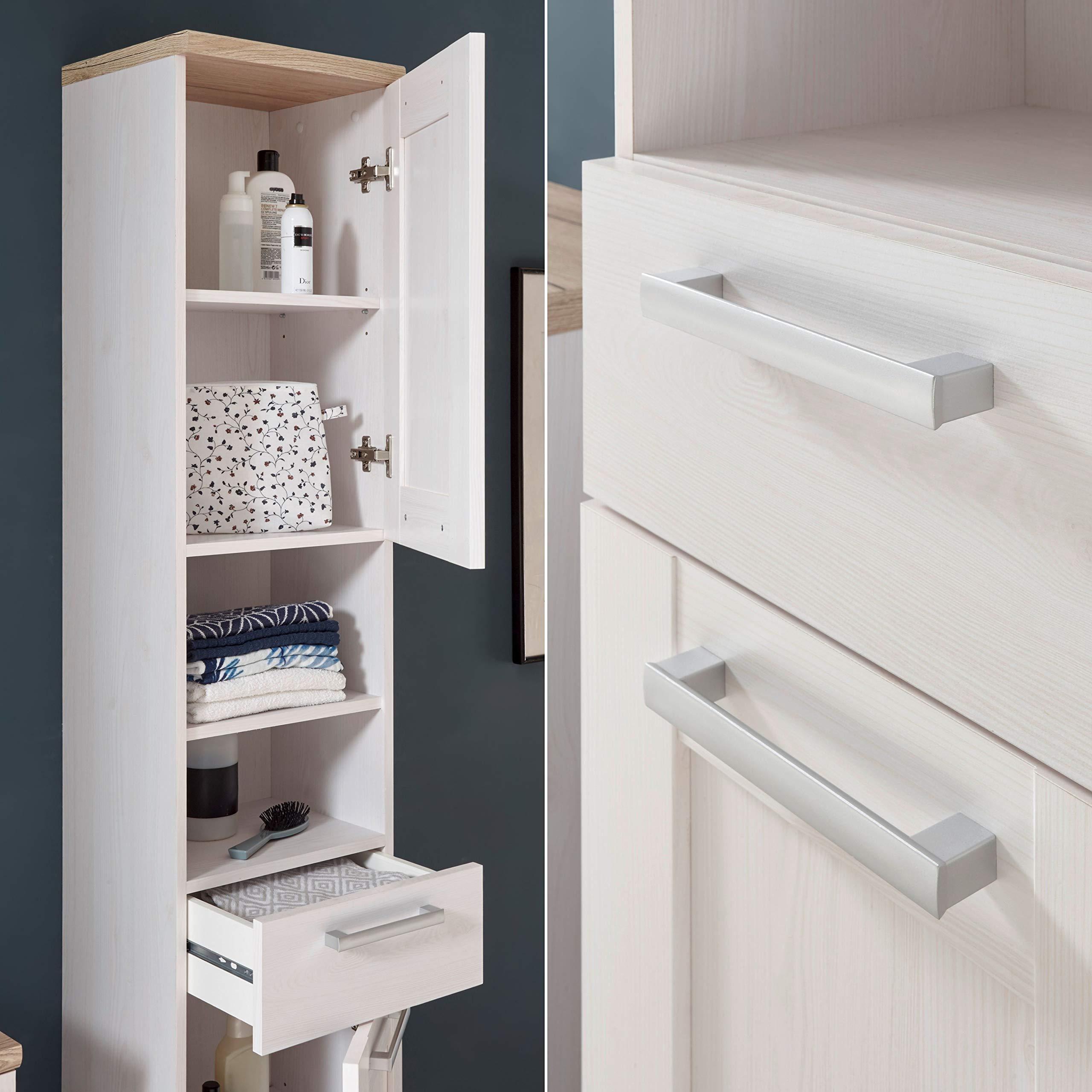 Stella Trading ROMANCE Badezimmer-Hängeschrank – Sibiu Lärche/San Remo Optik, 38x70x24 Cm, Mit Viel Stauraum, Landhausstil, Für Handtücher Und Badutensilien Badezimmer Hängeschrank ROMANCE