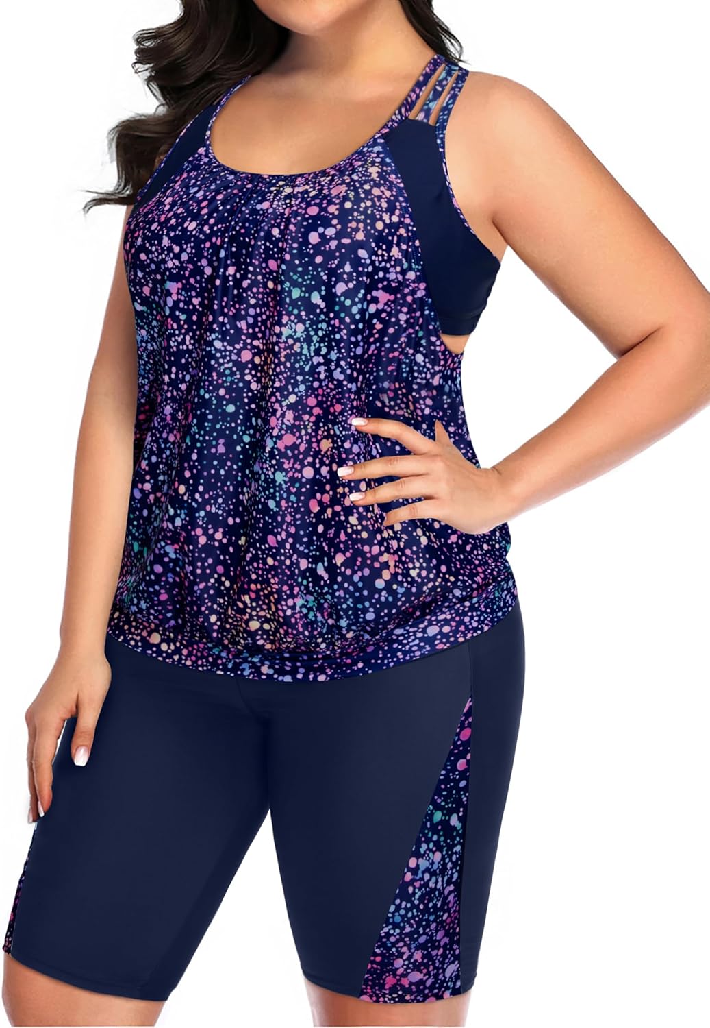 Daci Women Plus Size Tankini Swimsuit - Tummy Control 2 Piece Bathing Suit with High Waisted Capris Shorts 2025 Swimwear