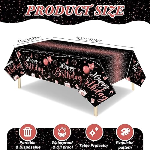 Miniatura 2 de Tudomro 3 manteles rectangulares de plástico para decoración de fiesta de cumpleaños, para mujeres y hombres, suministros de fiesta de baby shower,