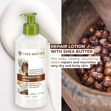 Yves Rocher Repair Lotion for Extra Dry Skin | Hand and Body Lotion to Repair & Nourish |13.1 fl oz