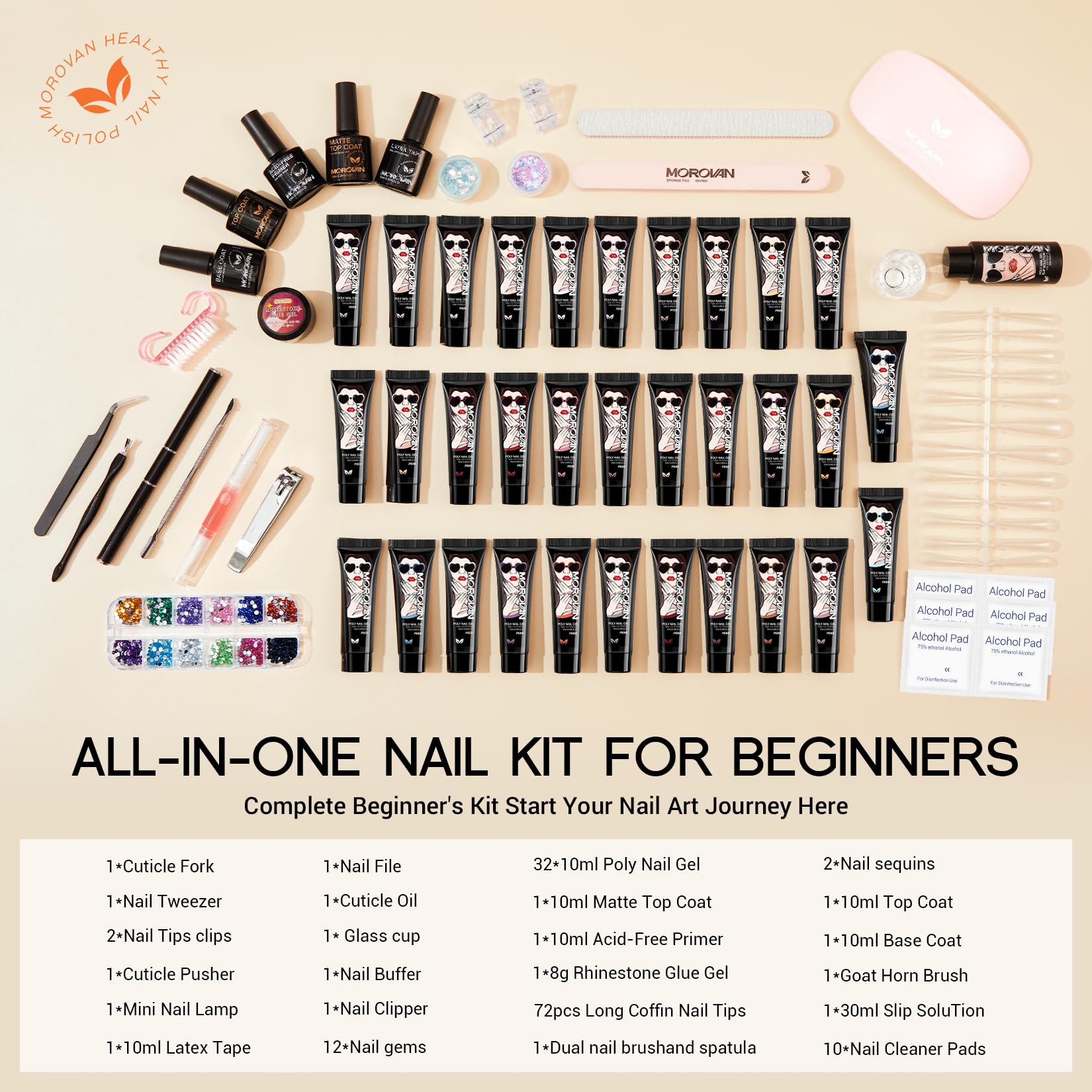 Morovan Poly Gel Nail Kit with Nail Lamp and Manicure Tools